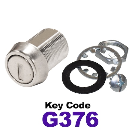 Global RV SS Compartment Lock, Cam/Blade Style, 7/8in Threaded Barrel, Blades not Included, Keyed to G376 CLB-376-78-SS